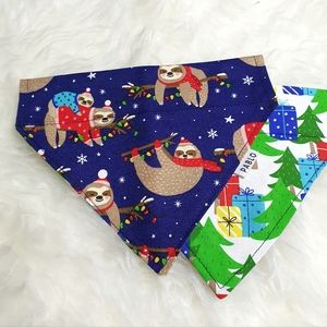 🐶 5 for $15 * Pablo Reversible Christmas Sloths/Trees/Gifts Dog Bandana